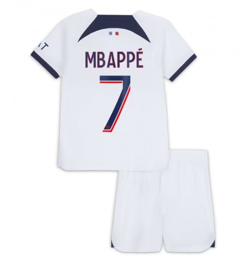 Paris Saint-Germain Kylian Mbappe #7 Venkovní dres pro děti 2023-24 Krátký Rukáv (+ trenýrky)